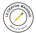 Logo sur fond transparent du crayon magique de Mireille